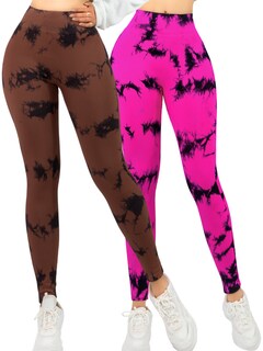 Foto 1 | Set De 2 Leggings Casual O Deportivos Lic-0179-px2 Variedad De Diseños De Cintura Alta De Mujer