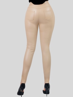 Foto 5 | Leggins Moda Elegante Casual Mujer Leginsn Lic-0177 Beige Cuero Vinipiel