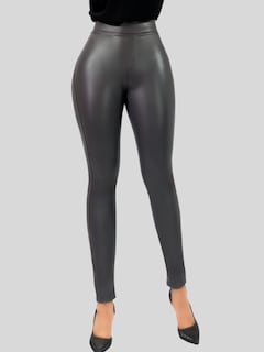 Foto 6 | Leggins Moda Elegante Casual Mujer Leginsn Lic-0177 Gris Oscuro Vinipiel