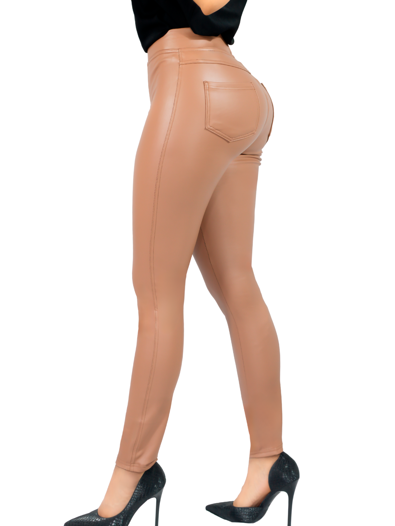 Foto 2 pulgar | Leggins LIC-0177 Nude Cuero Vinipiel