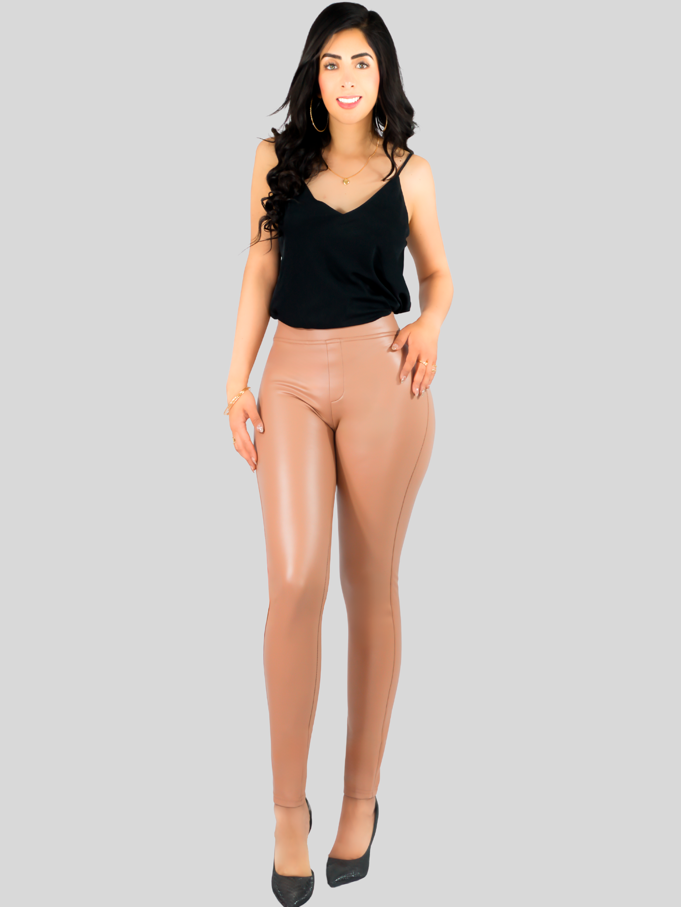 Foto 3 pulgar | Leggins LIC-0177 Nude Cuero Vinipiel