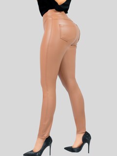 Foto 4 | Leggins LIC-0177 Nude Cuero Vinipiel