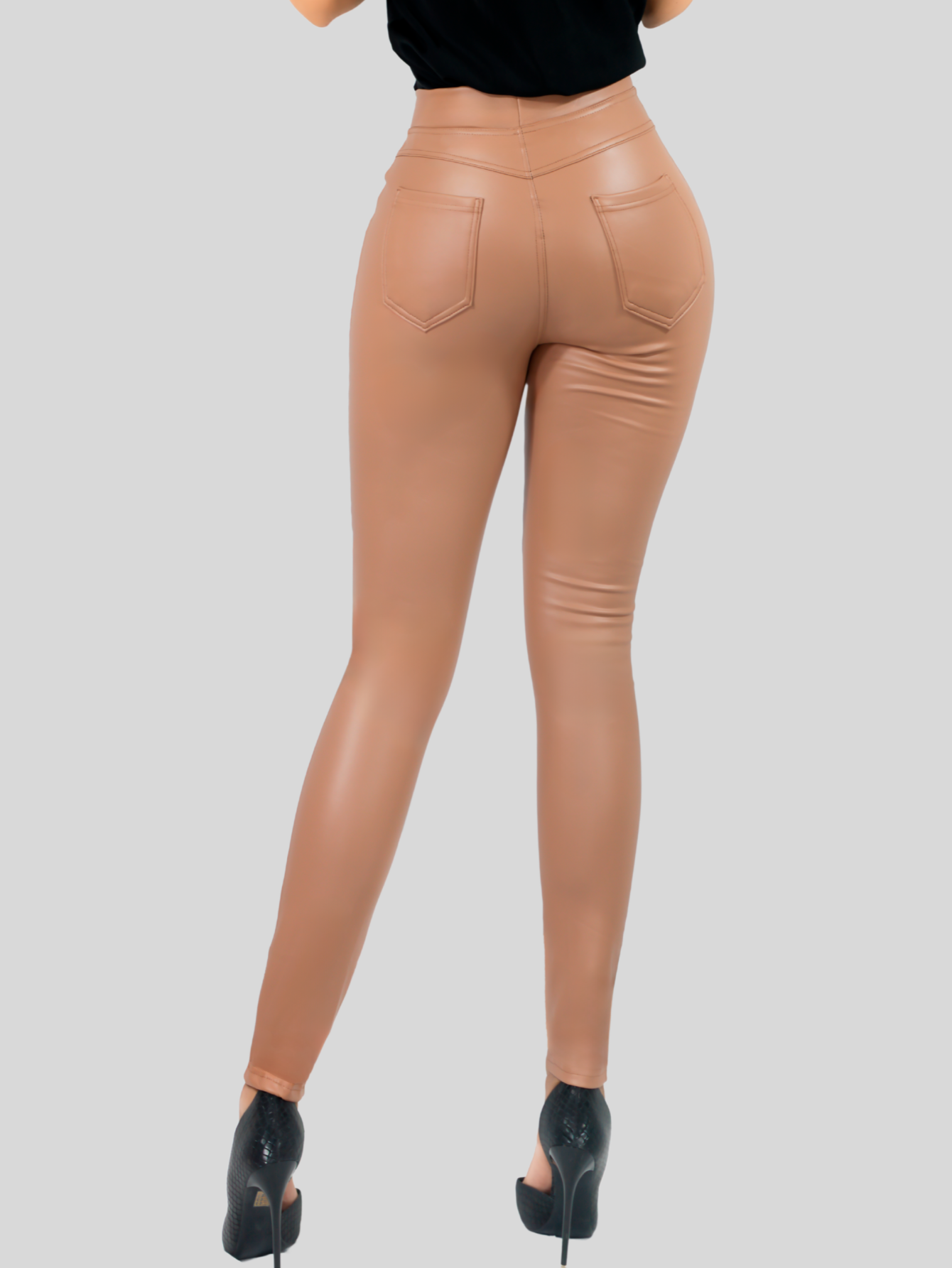 Foto 6 pulgar | Leggins LIC-0177 Nude Cuero Vinipiel