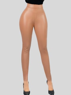 Foto 6 | Leggins LIC-0177 Nude Cuero Vinipiel