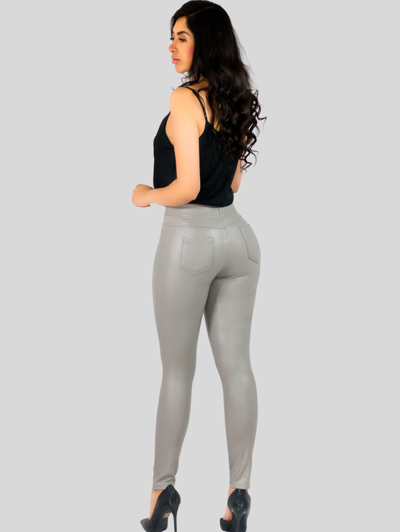 Foto 4 pulgar | Leggings Gris para Mujer