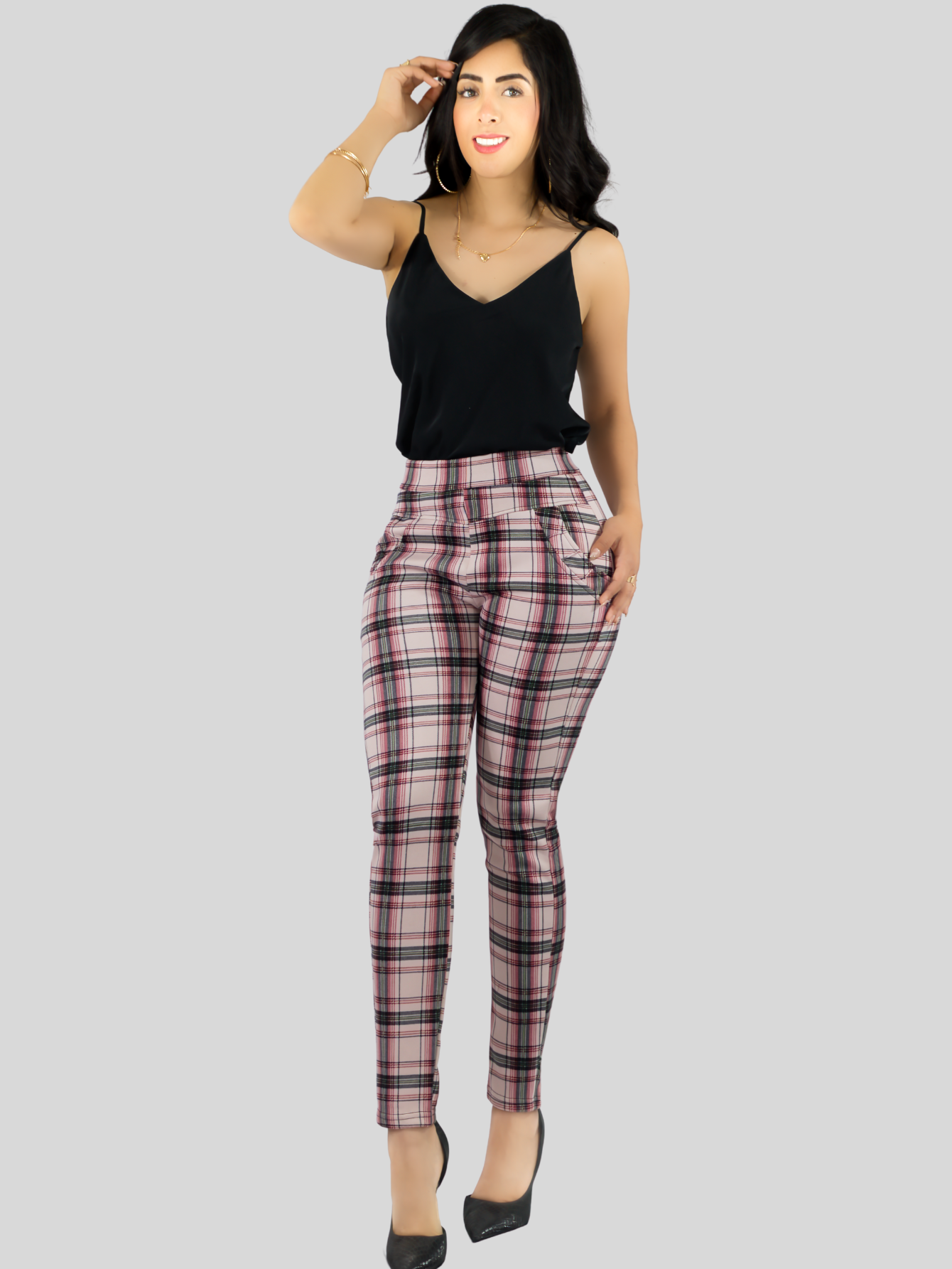 Foto 3 pulgar | Jeggins De Mujer Lic-0178 Diseño De Pantalon A Cuadros