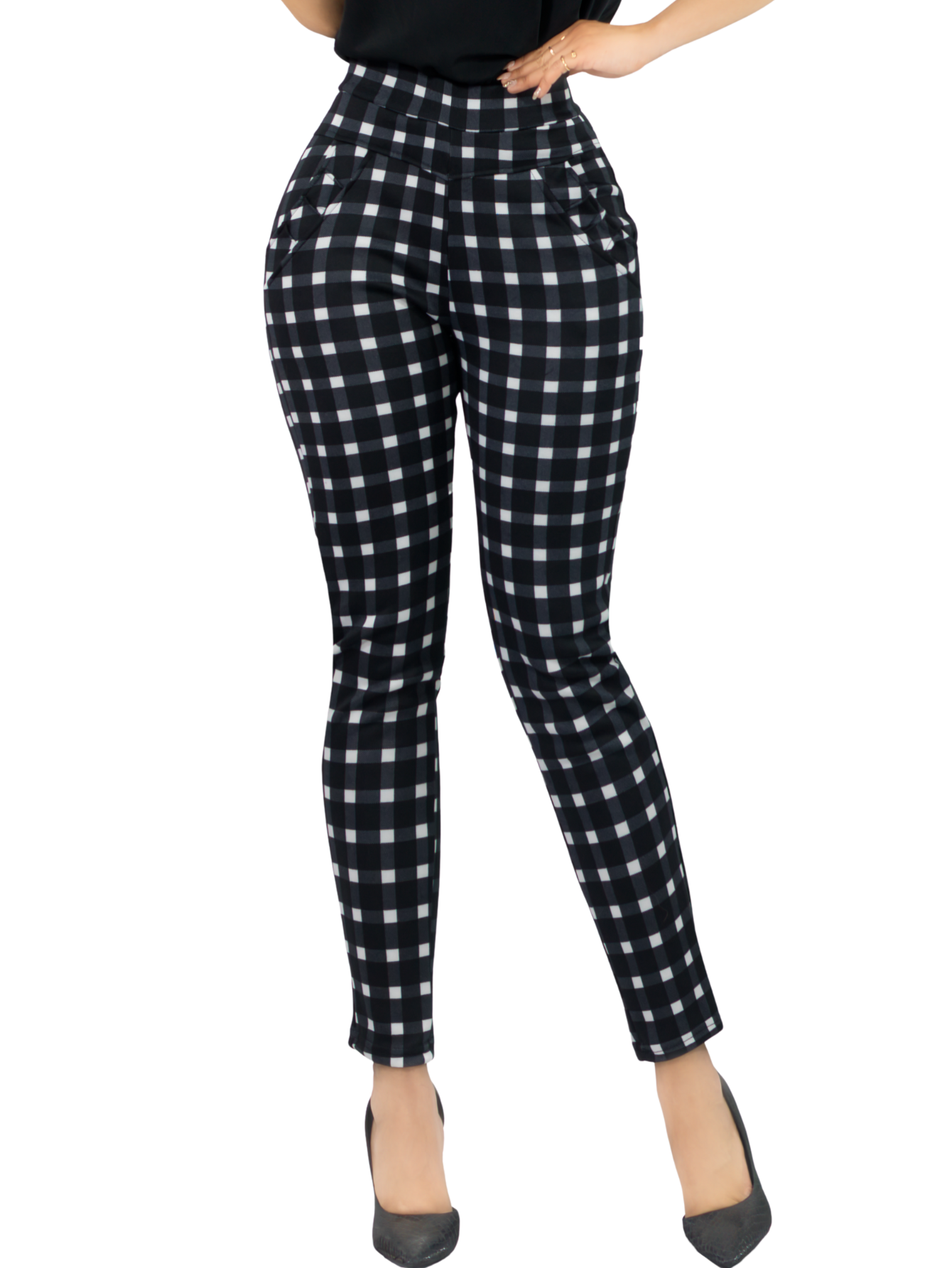 Jeggins De Mujer Lic-0178 Diseño De Pantalon A Cuadros