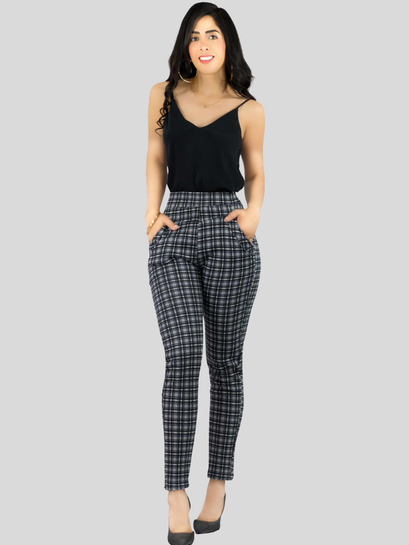 Foto 2 | Jeggins De Mujer Lic-0178 Diseño De Pantalon A Cuadros