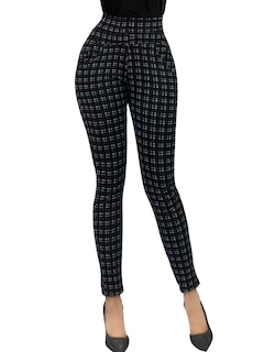 Foto 1 | Jeggins De Mujer Lic-0178 Diseño De Pantalon A Cuadros