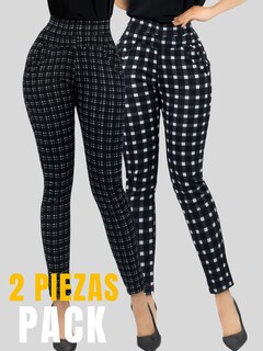 Foto 5 | Set 2 Jeggins Mujer Legging Pantalón A Cuadro Lic-0178-px2 Variedad De Diseños Mallones Mayon