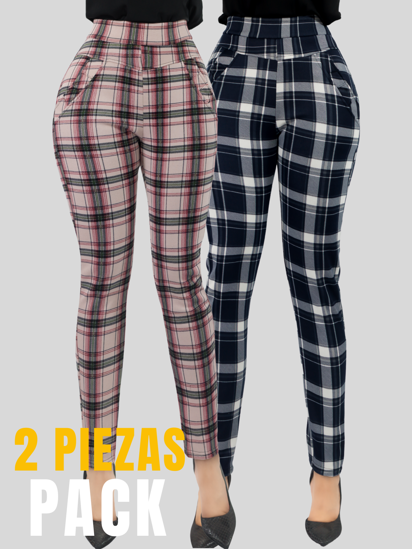 Foto 6 pulgar | Set 2 Jeggins Mujer Legging Pantalón A Cuadro Lic-0178-px2 Variedad De Diseños Mallones Mayon