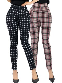 Foto 1 | Set 2 Jeggins Mujer Legging Pantalón A Cuadro Lic-0178-px2 Variedad De Diseños Mallones Mayon