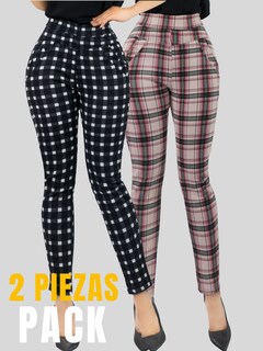 Foto 5 | Set 2 Jeggins Mujer Legging Pantalón A Cuadro Lic-0178-px2 Variedad De Diseños Mallones Mayon