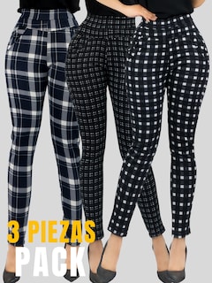 Foto 4 | Set De 3 Jeggins De Mujer Lic-01178-px3 Diseños De Pantalon A Cuadros