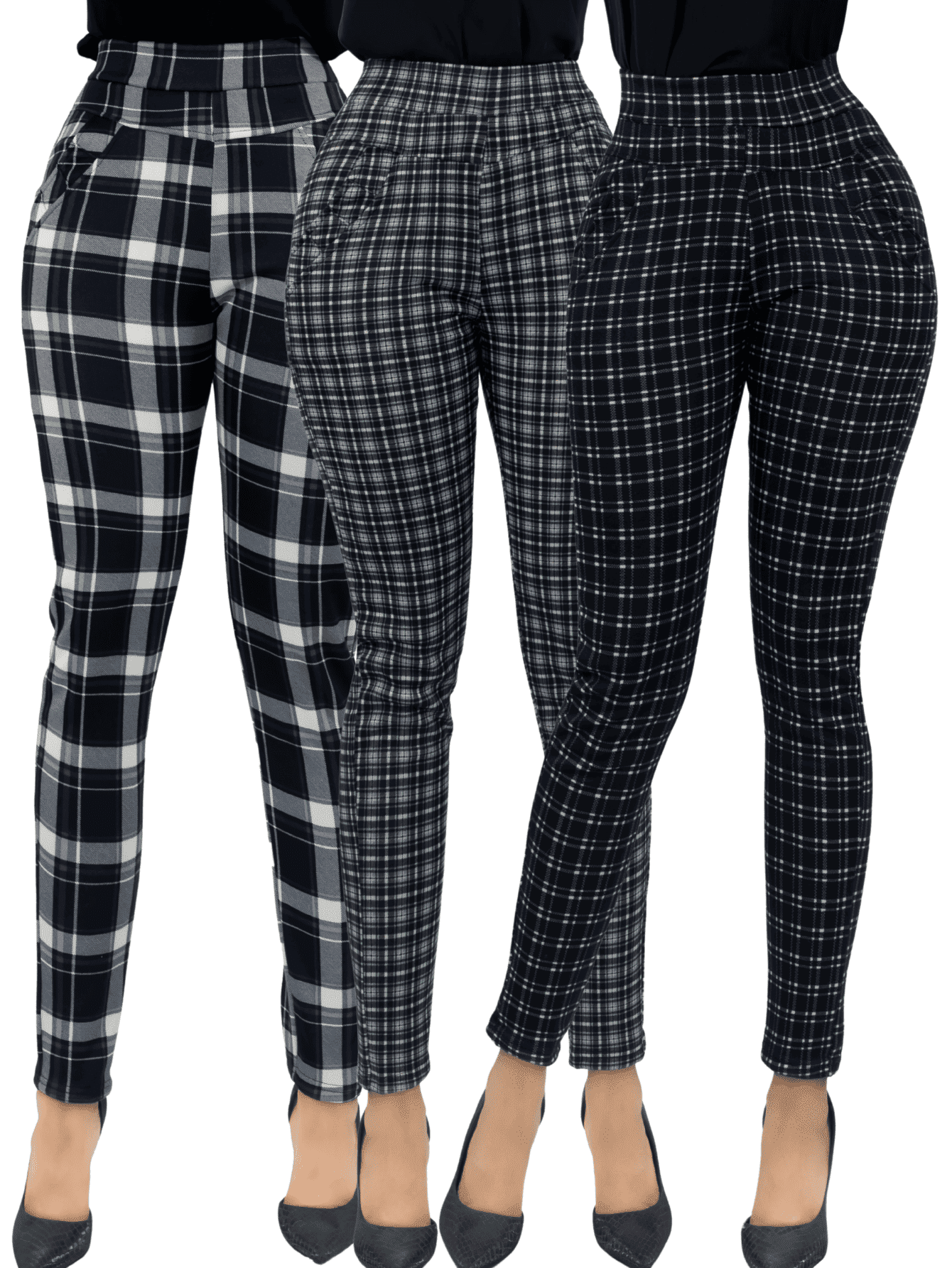 Foto 2 pulgar | Set De 3 Jeggins De Mujer Lic-01178-px3 Diseños De Pantalon A Cuadros