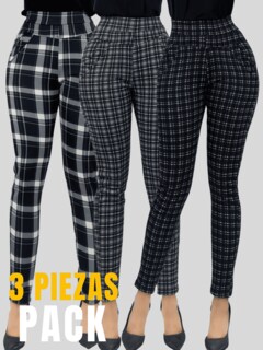Foto 4 | Set De 3 Jeggins De Mujer Lic-01178-px3 Diseños De Pantalon A Cuadros