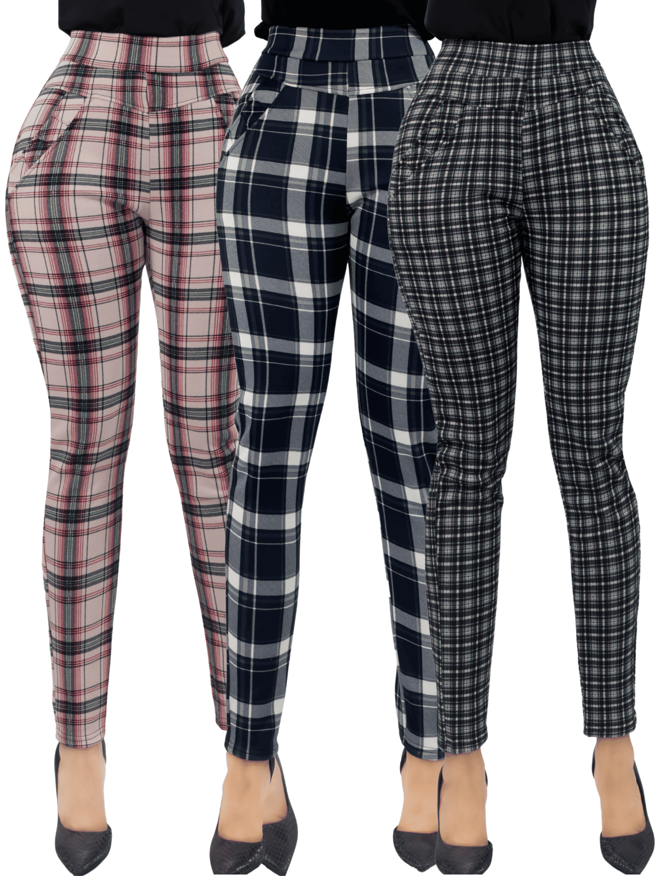 Foto 2 pulgar | Set De 3 Jeggins De Mujer Lic-01178-px3 Diseños De Pantalon A Cuadros