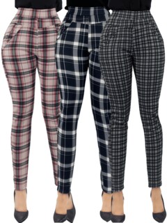Foto 1 | Set De 3 Jeggins De Mujer Lic-01178-px3 Diseños De Pantalon A Cuadros