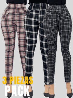 Foto 4 | Set De 3 Jeggins De Mujer Lic-01178-px3 Diseños De Pantalon A Cuadros