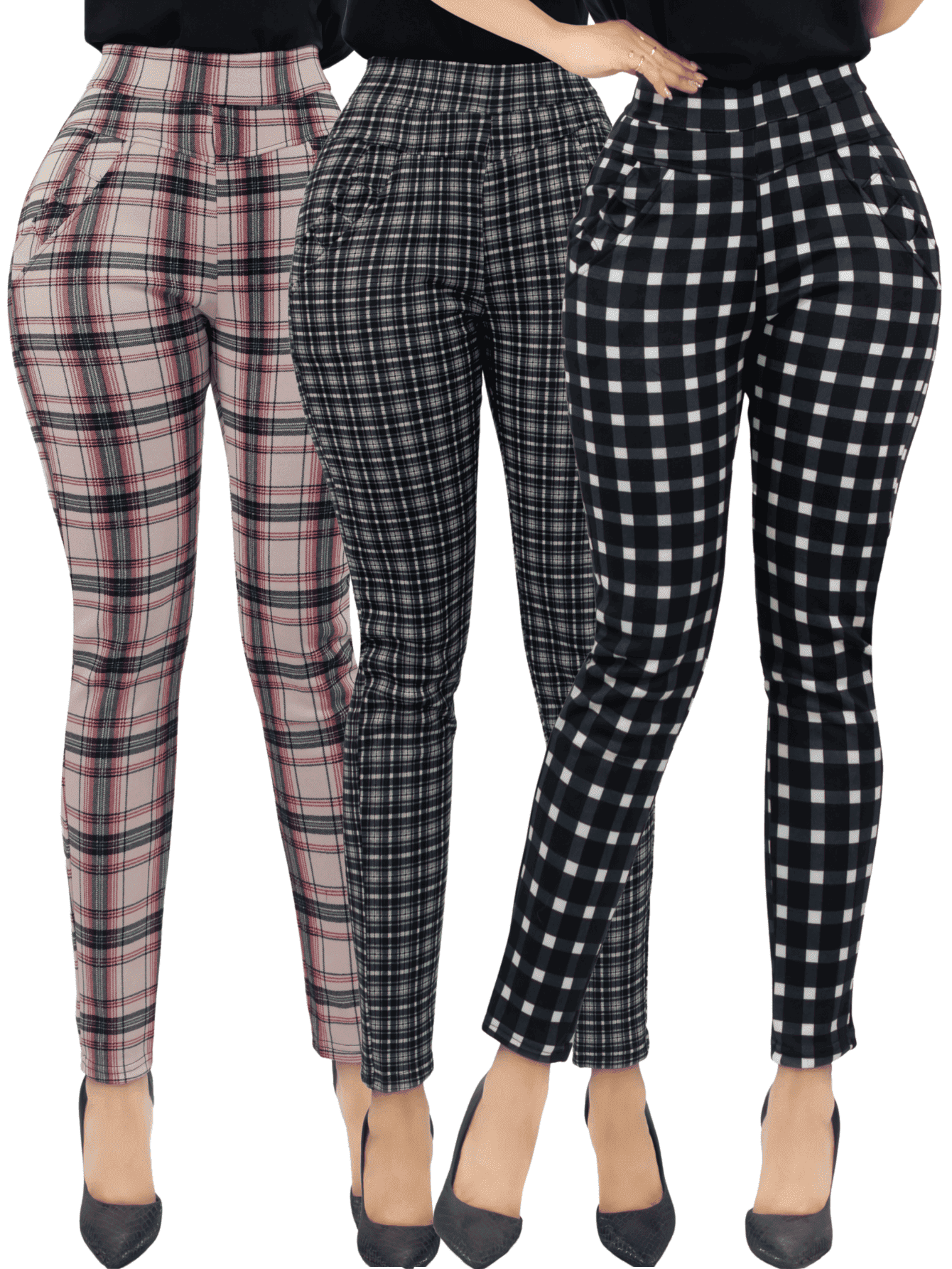 Set De 3 Jeggins De Mujer Lic-01178-px3 Diseños De Pantalon A Cuadros $649