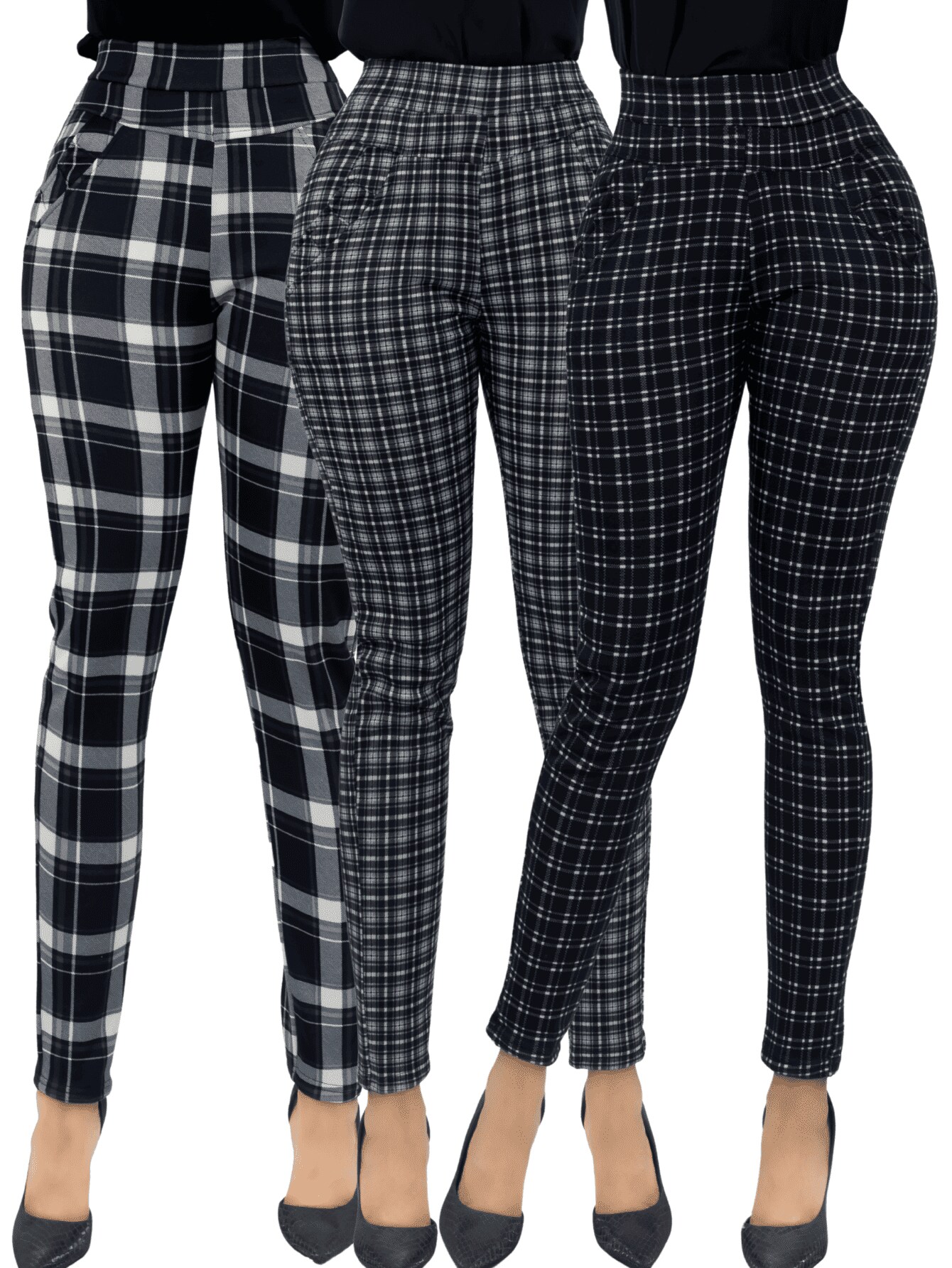 Set De 3 Jeggins De Mujer Lic-01178-px3 Diseños De Pantalon A Cuadros $649