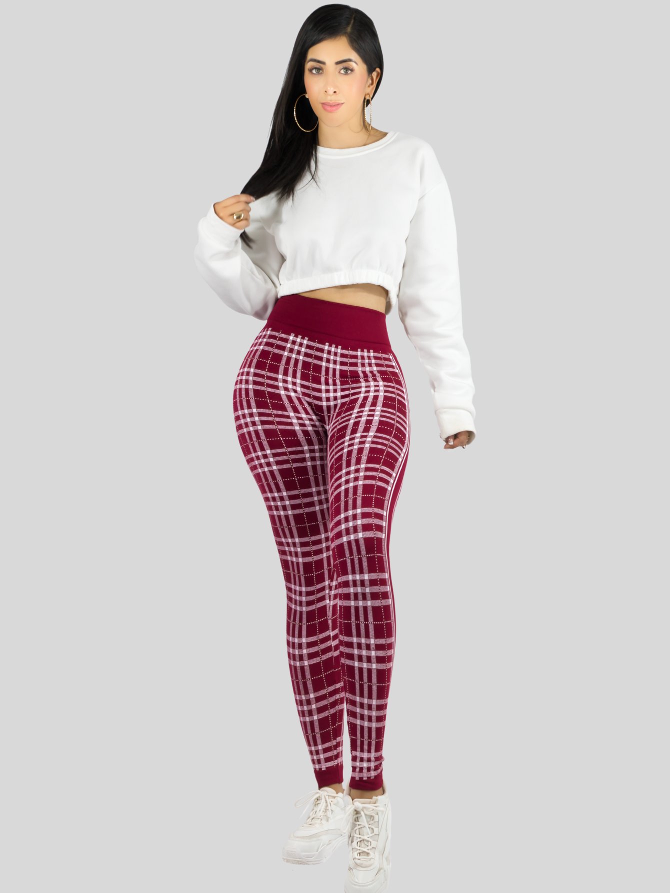 Foto 3 pulgar | Legging De Dama Stretch Mallas Deportivas Lic-0185 Vino Mallones De Mujer