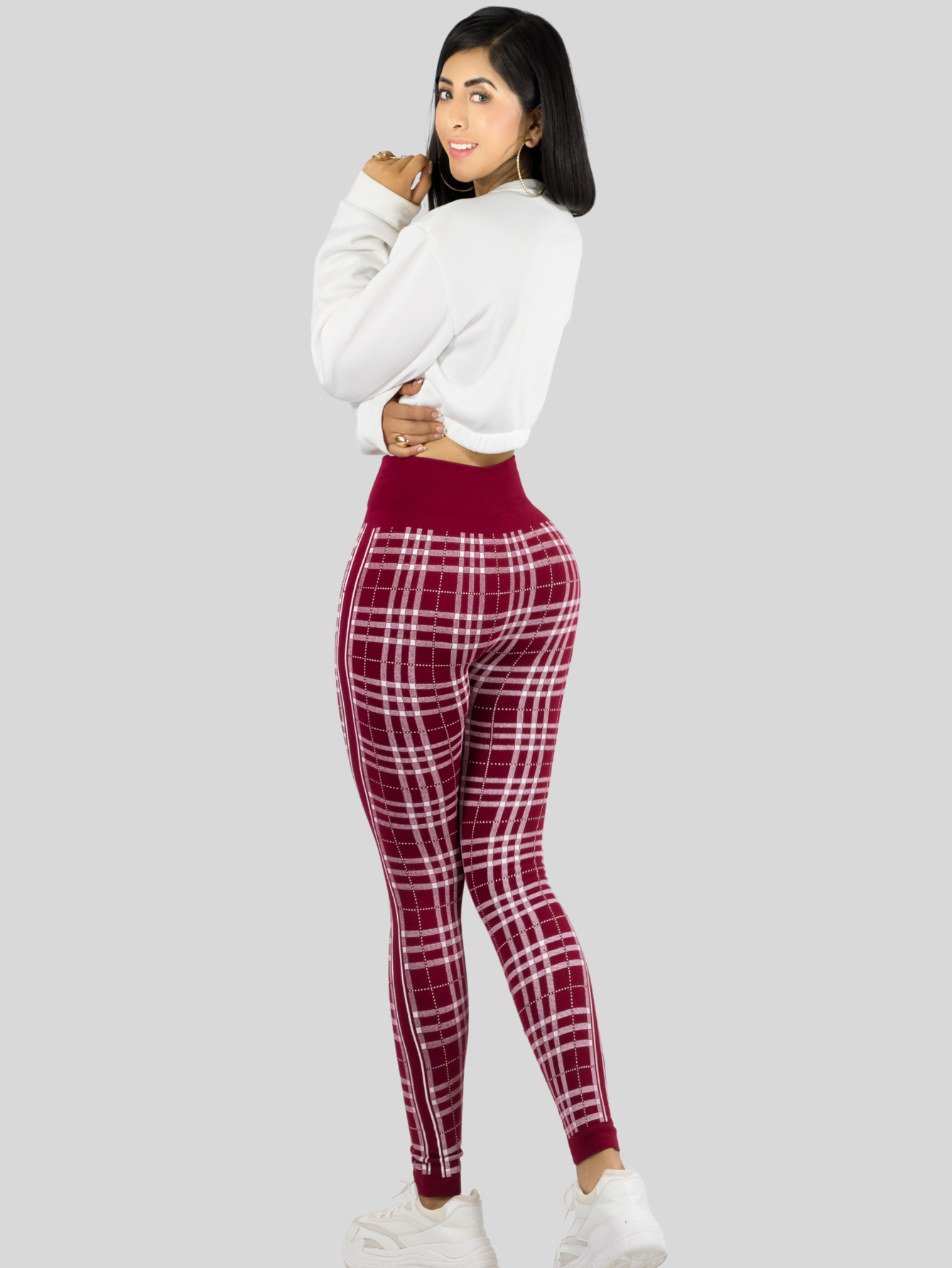 Foto 4 pulgar | Legging De Dama Stretch Mallas Deportivas Lic-0185 Vino Mallones De Mujer