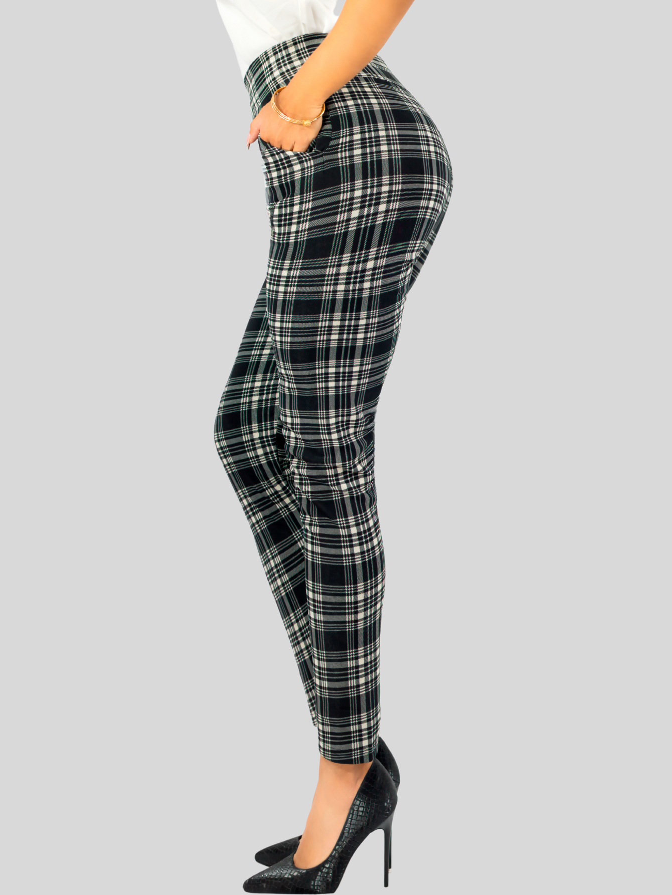 Foto 5 pulgar | Set De 2 Leggings Elegantes Jegging Mujer A Cuadros Stretch Looks Formal Y Casual Mayón Lic-0171 D3/d7 Mallones