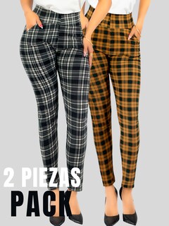Foto 5 | Set De 2 Leggings Elegantes Jegging Mujer A Cuadros Stretch Looks Formal Y Casual Mayón Lic-0171 D3/d7 Mallones