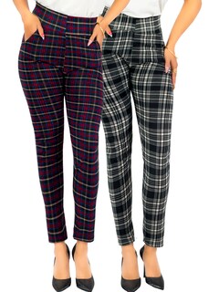 Foto 1 | Set De 2 Leggings Elegantes Jegging Mujer A Cuadros Stretch Looks Formal Y Casual Mayón Lic-0171 D2/d3 Mallones