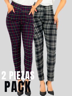 Foto 5 | Set De 2 Leggings Elegantes Jegging Mujer A Cuadros Stretch Looks Formal Y Casual Mayón Lic-0171 D2/d3 Mallones