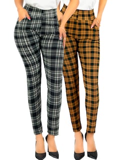 Foto 1 | Set De 2 Leggings Elegantes Jegging Mujer A Cuadros Stretch Looks Formal Y Casual Mayón Lic-0171 D3/d7 Mallones