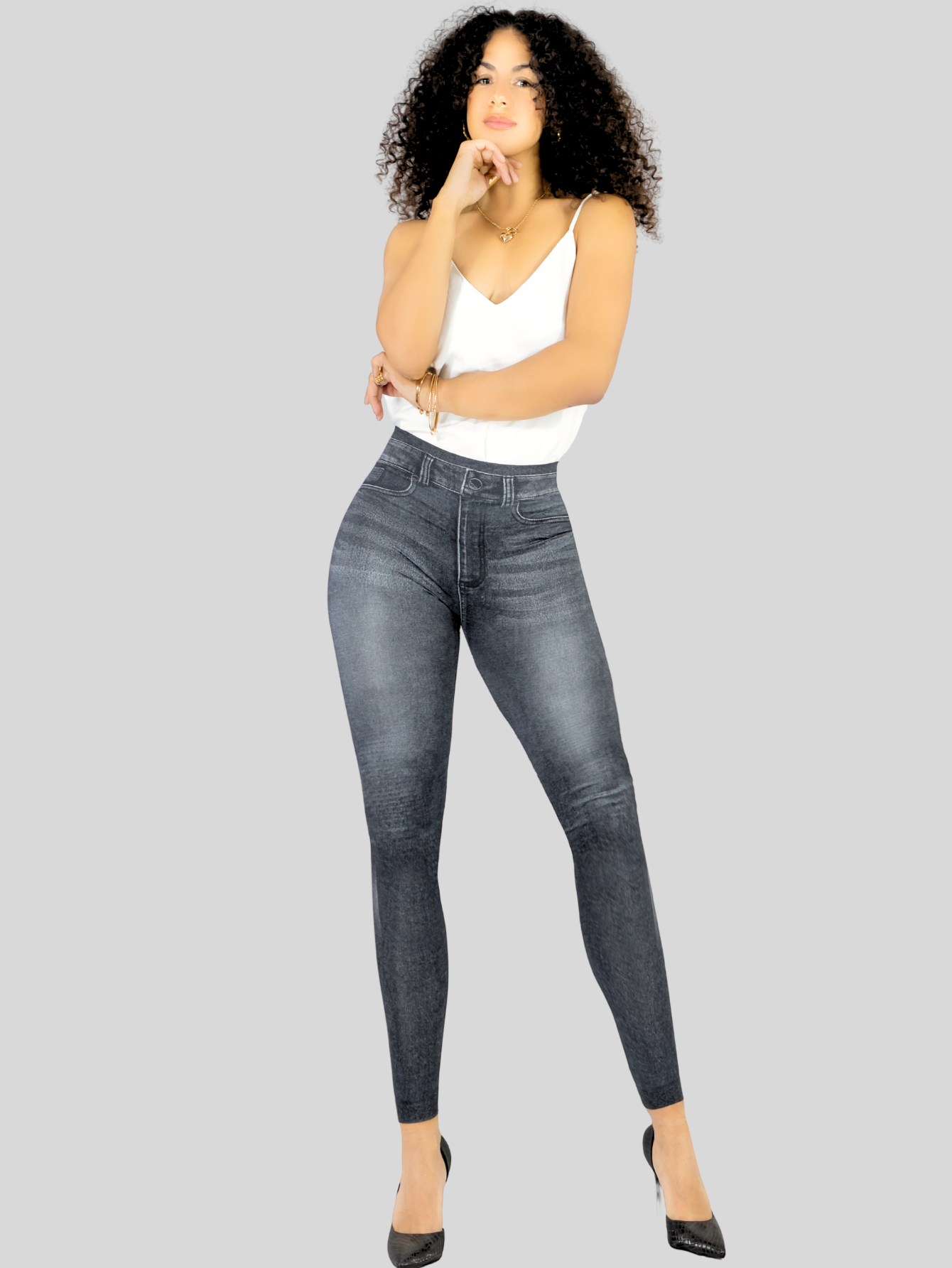 Foto 3 pulgar | Pack de 2 Leggins Mezclilla Unitalla para Mujer
