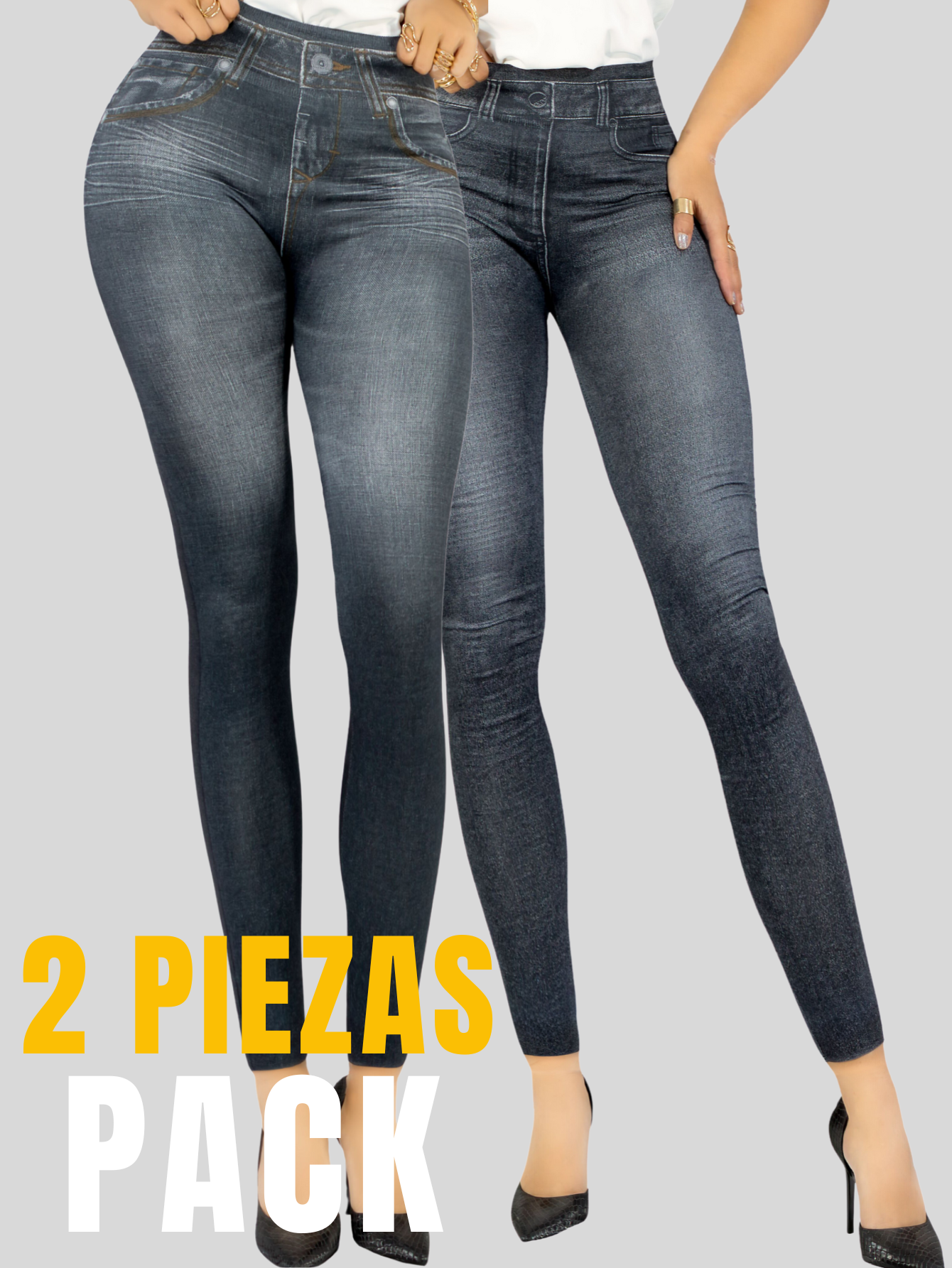 Foto 6 pulgar | Pack de 2 Leggins Mezclilla Unitalla para Mujer
