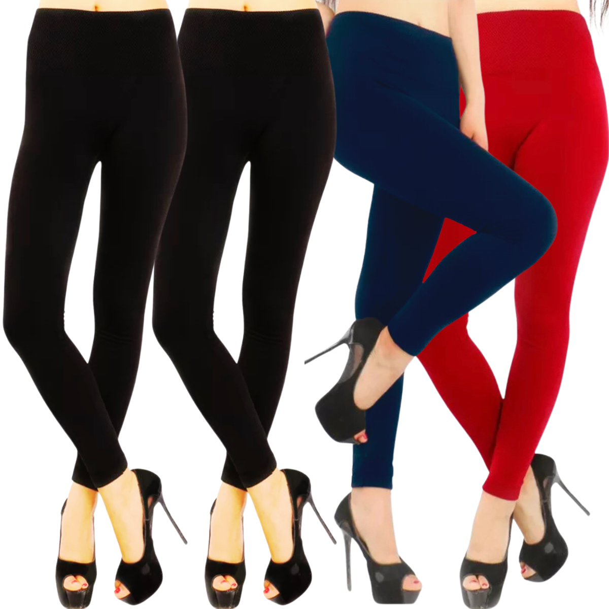 Foto 2 pulgar | Set De 4 Leggings Térmico De Mujer Lic-071 Varios Colores Afelpado