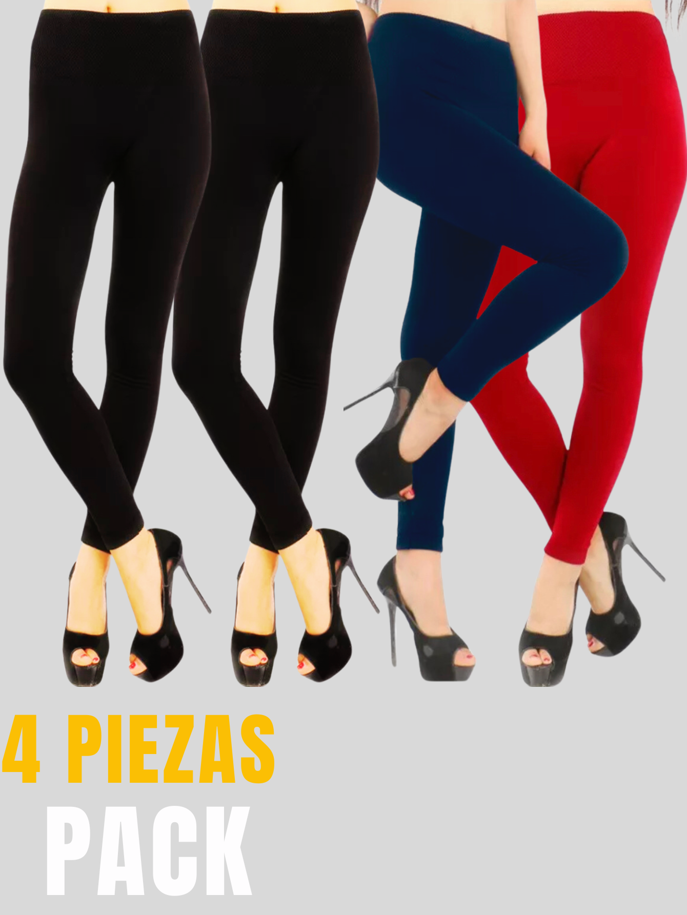 Foto 6 pulgar | Set De 4 Leggings Térmico De Mujer Lic-071 Varios Colores Afelpado