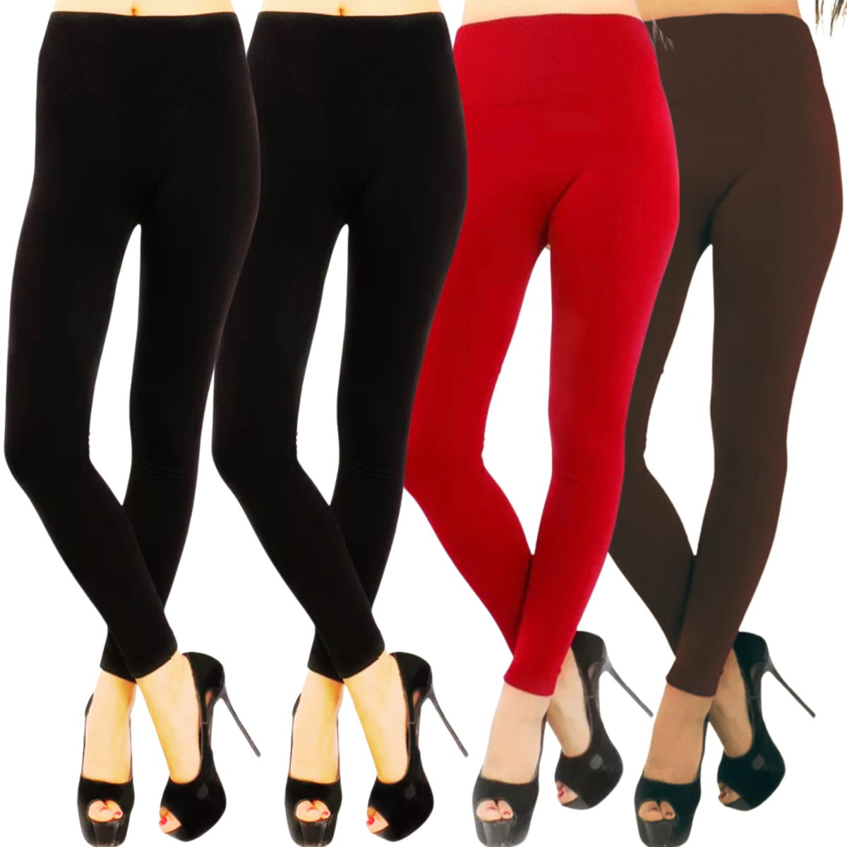 Foto 1 | Set De 4 Leggings Térmico De Mujer Lic-071 Varios Colores Afelpado