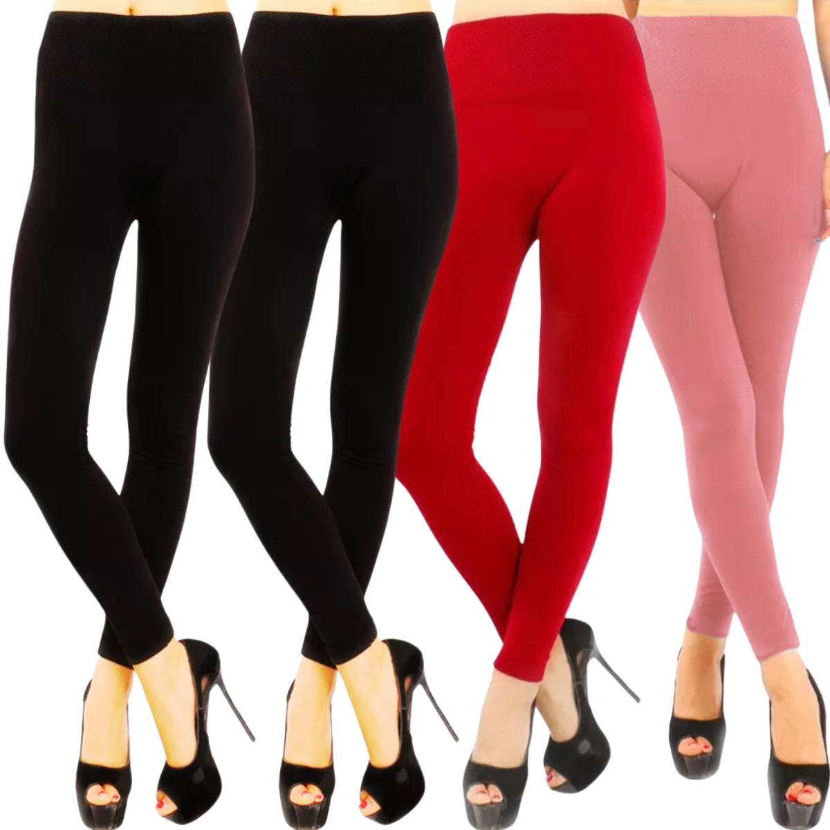Foto 2 pulgar | Set De 4 Leggings Térmico De Mujer Lic-071 Varios Colores Afelpado