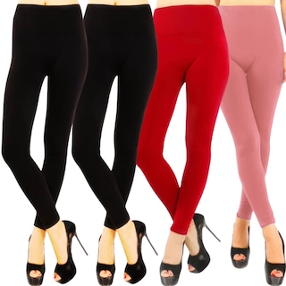 Foto 1 | Set De 4 Leggings Térmico De Mujer Lic-071 Varios Colores Afelpado