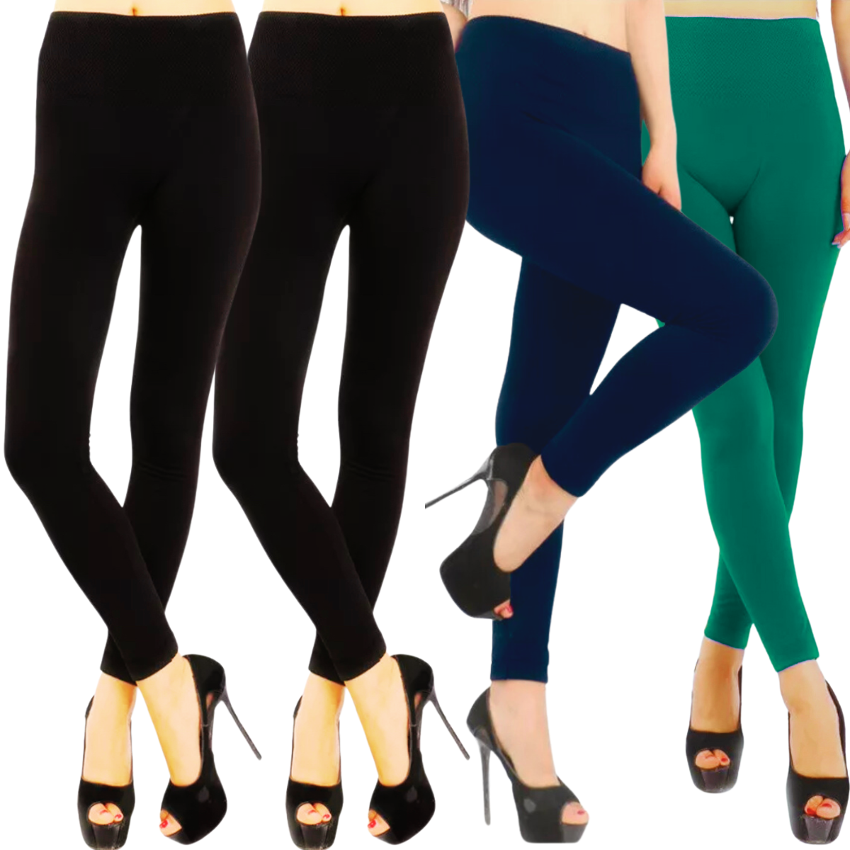 Foto 2 pulgar | Set De 4 Leggings Térmico De Mujer Lic-071 Varios Colores Afelpado