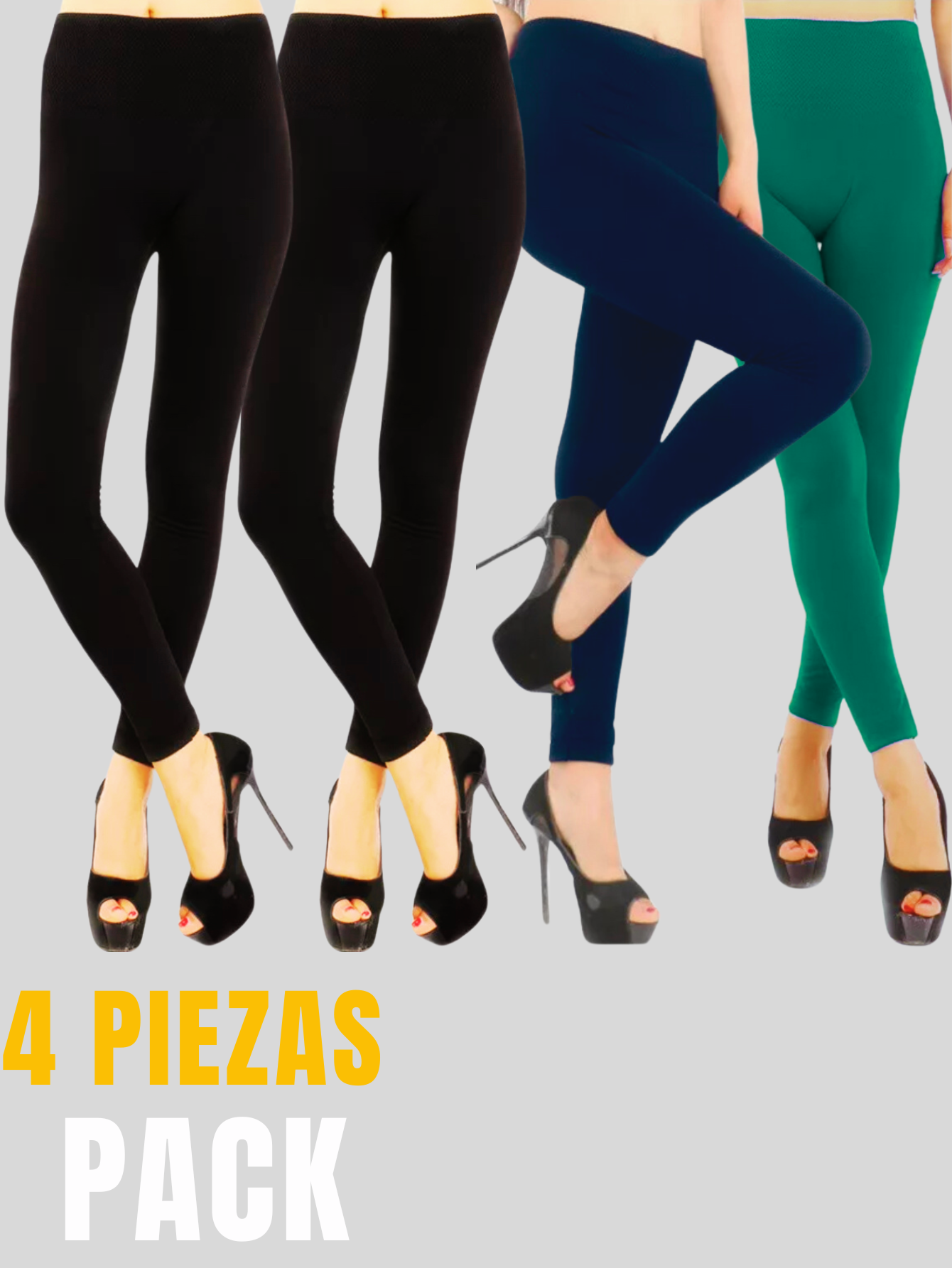 Foto 6 pulgar | Set De 4 Leggings Térmico De Mujer Lic-071 Varios Colores Afelpado