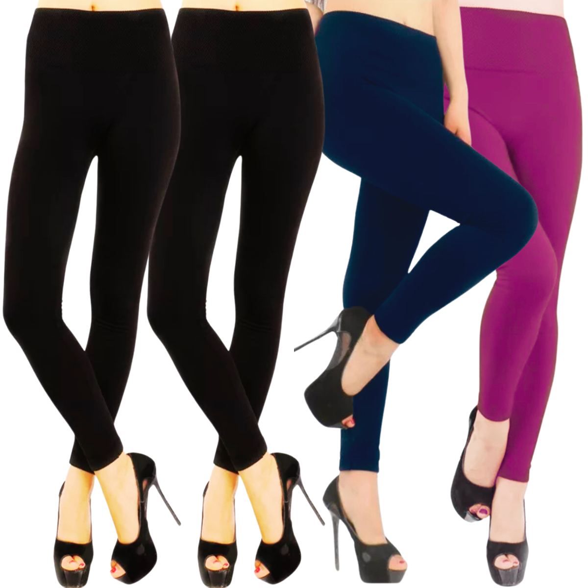 Foto 2 pulgar | Set De 4 Leggings Térmico De Mujer Lic-071 Varios Colores Afelpado