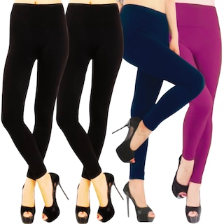 Foto 1 | Set De 4 Leggings Térmico De Mujer Lic-071 Varios Colores Afelpado