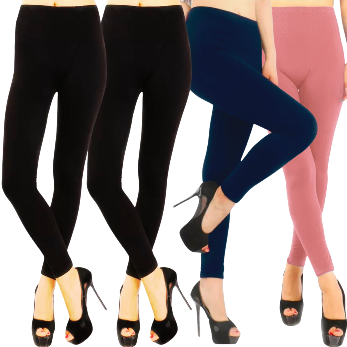 Foto 2 pulgar | Set De 4 Leggings Térmico De Mujer Lic-071 Varios Colores Afelpado