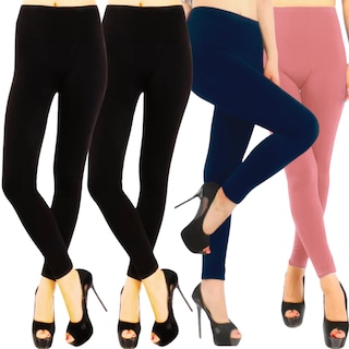 Foto 1 | Set De 4 Leggings Térmico De Mujer Lic-071 Varios Colores Afelpado