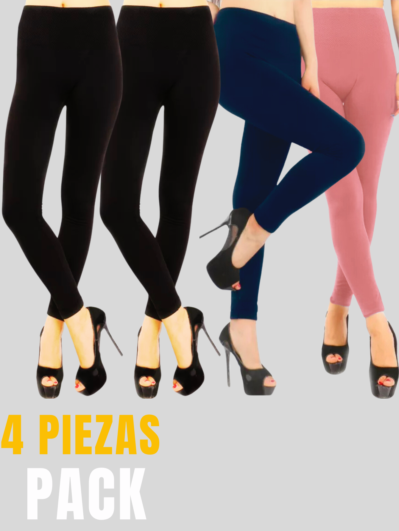 Foto 6 pulgar | Set De 4 Leggings Térmico De Mujer Lic-071 Varios Colores Afelpado