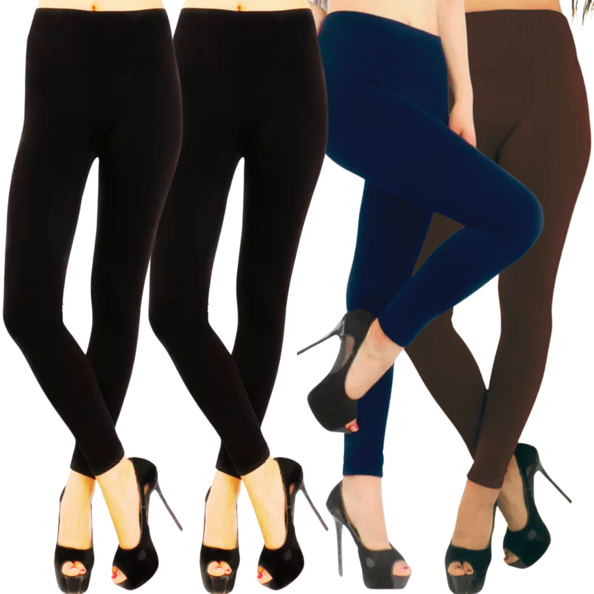 Foto 2 pulgar | Set De 4 Leggings Térmico De Mujer Lic-071 Varios Colores Afelpado