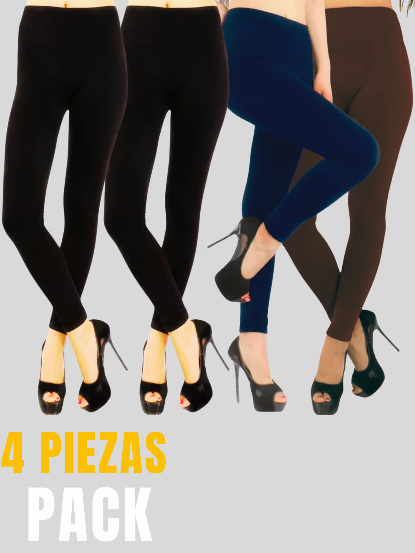 Foto 6 pulgar | Set De 4 Leggings Térmico De Mujer Lic-071 Varios Colores Afelpado