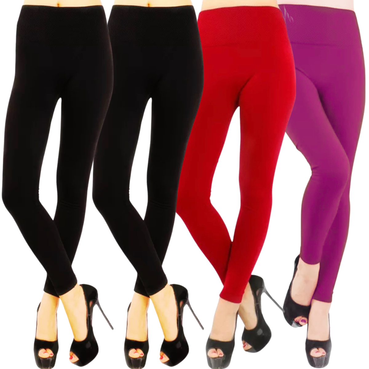 Foto 2 pulgar | Set De 4 Leggings Térmico De Mujer Lic-071 Varios Colores Afelpado