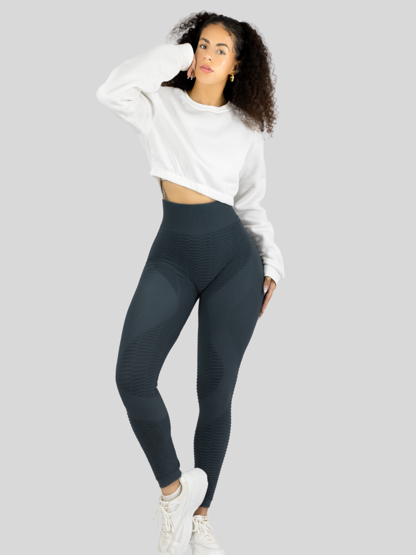 Foto 3 pulgar | Leggings Mujer Push Up Lic-0176 Gris Mallas Deportivas Texturizada Stretch